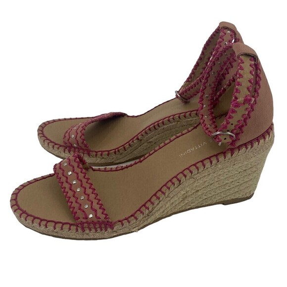 Adrienne Vittadini Womens Size 9.5 Charming Espadrille Wedge Sandals Dusty Pink - Picture 1 of 11